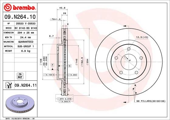 Tarcza hamulcowa BREMBO 09.N264.11