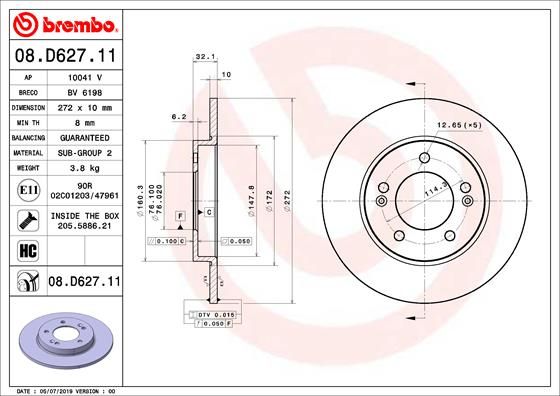 Tarcza hamulcowa BREMBO 08.D627.11