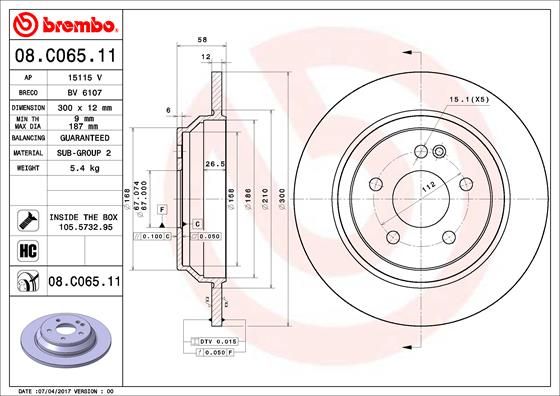 Tarcza hamulcowa BREMBO 08.C065.11