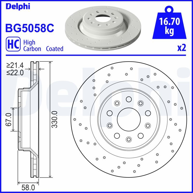 Tarcza hamulcowa DELPHI BG5058C