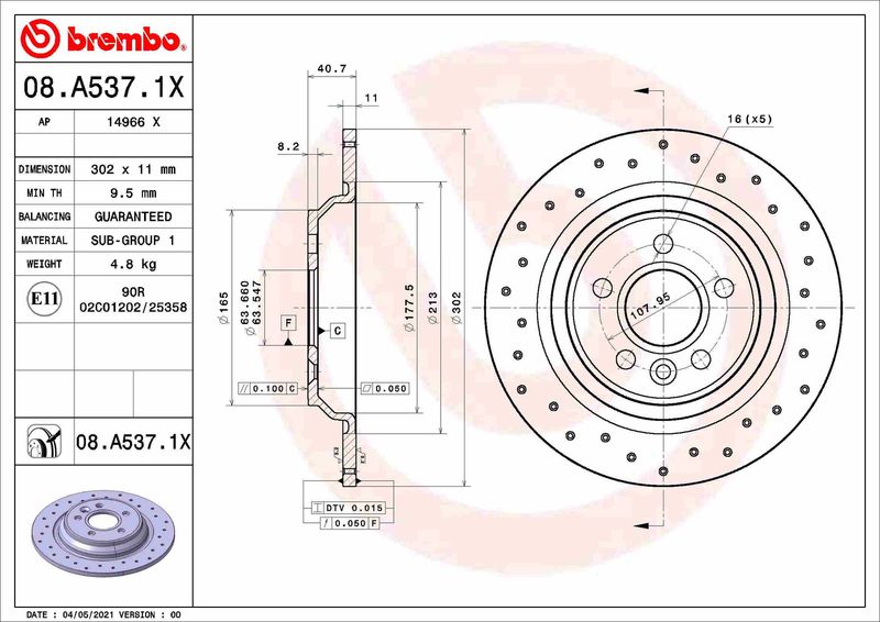 Tarcza hamulcowa BREMBO 08.A537.1X