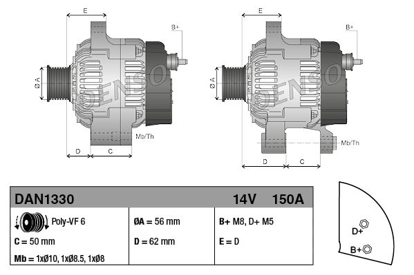 Alternator DENSO DAN1330