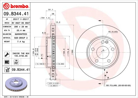 Tarcza hamulcowa BREMBO 09.B344.41