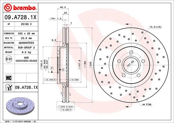 Tarcza hamulcowa BREMBO 09.A728.1X