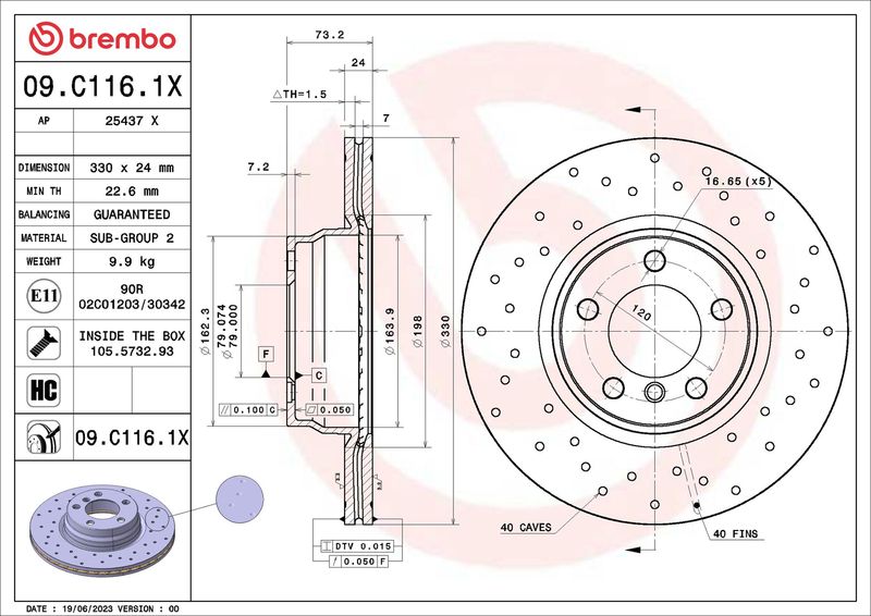 Tarcza hamulcowa BREMBO 09.C116.1X