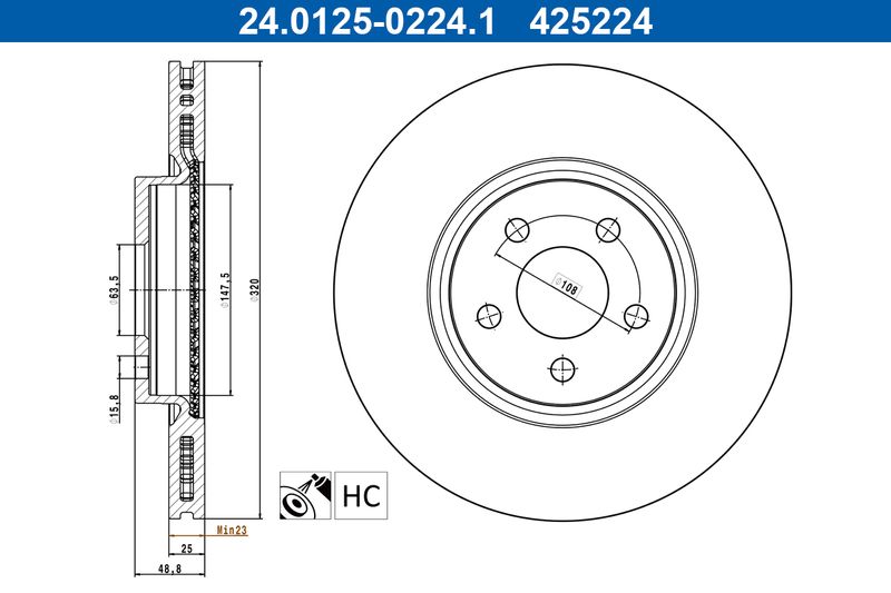Tarcza hamulcowa Ate 24.0125-0224.1