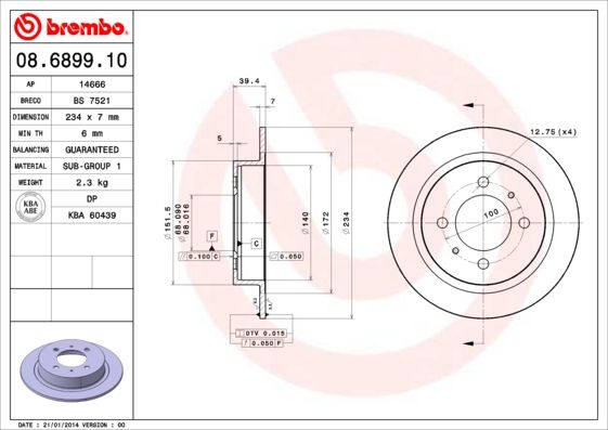 Tarcza hamulcowa BREMBO 08.6899.10