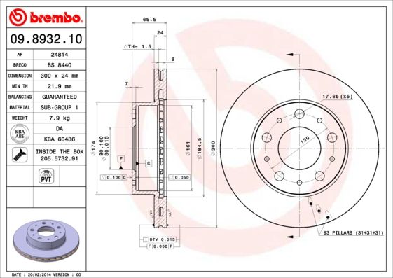 Tarcza hamulcowa BREMBO 09.8932.10