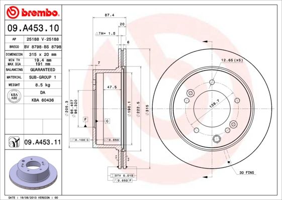 Tarcza hamulcowa BREMBO 09.a453.11