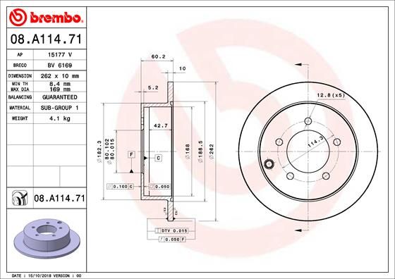 Tarcza hamulcowa BREMBO 08.A114.71
