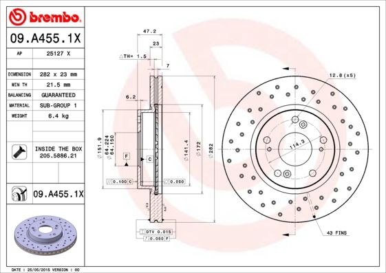 Tarcza hamulcowa BREMBO 09.A455.1X
