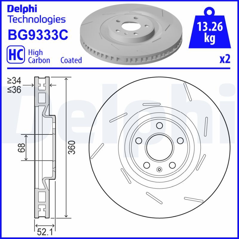 Tarcza hamulcowa DELPHI BG9333C