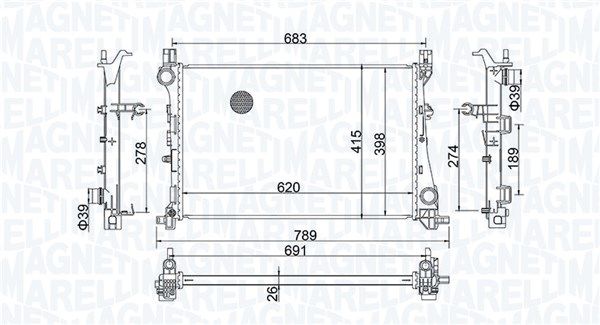 Chłodnica, układ chłodzenia silnika MAGNETI MARELLI 350213203400