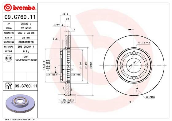 Tarcza hamulcowa BREMBO 09.C760.11