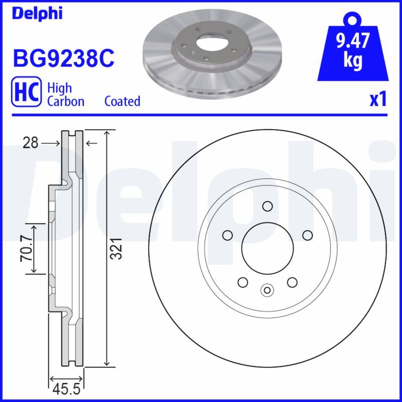 Tarcza hamulcowa DELPHI BG9238C