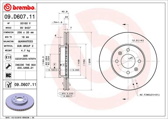 Tarcza hamulcowa BREMBO 09.D607.11
