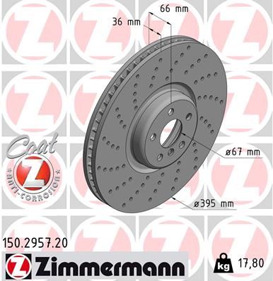 Tarcza hamulcowa ZIMMERMANN 150.2957.20