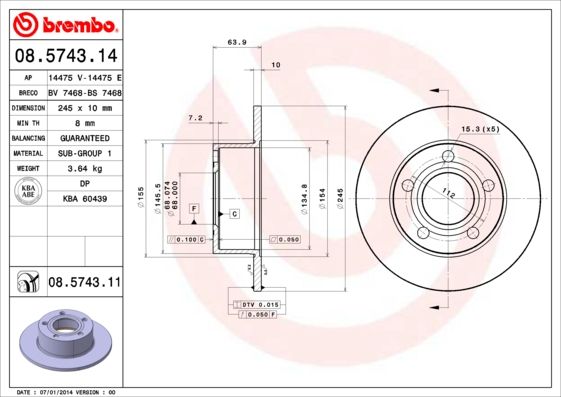 Tarcza hamulcowa BREMBO 08.5743.11