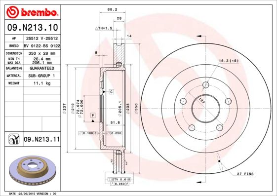 Tarcza hamulcowa BREMBO 09.N213.11