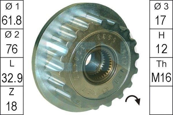 Alternator - sprzęgło jednokierunkowe ERA ZN5533