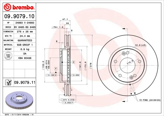 Tarcza hamulcowa BREMBO 09.9079.11