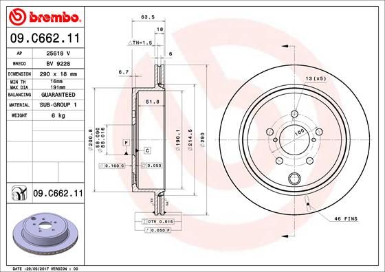 Tarcza hamulcowa BREMBO 09.C662.11