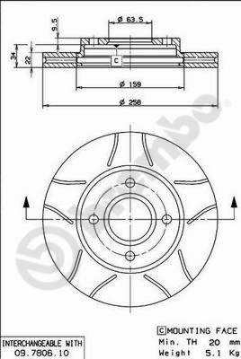 Tarcza hamulcowa BREMBO 09.7806.75