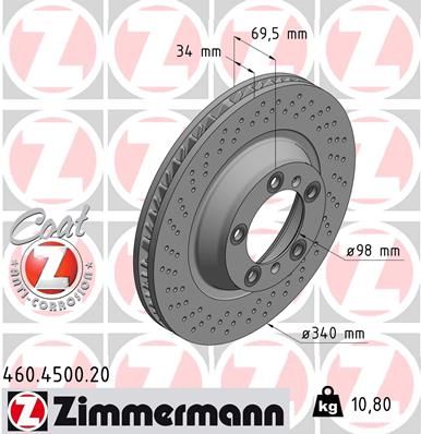 Tarcza hamulcowa ZIMMERMANN 460.4500.20
