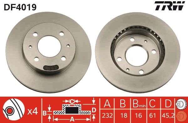 Tarcza hamulcowa TRW DF4019
