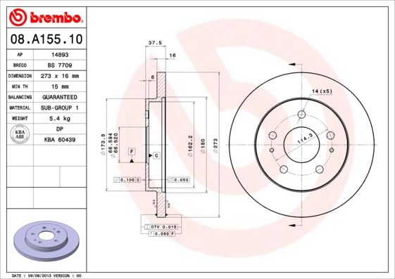 Tarcza hamulcowa BREMBO 08.A155.10