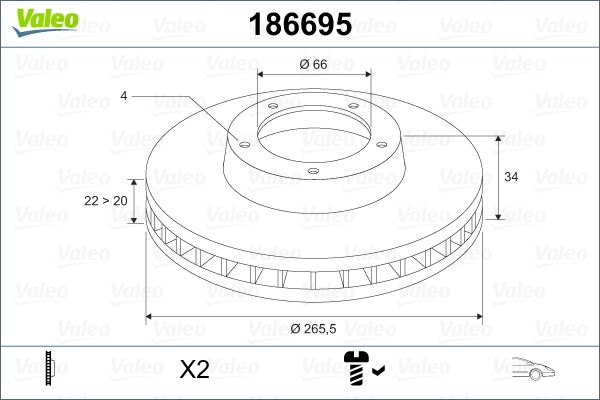 Tarcza hamulcowa VALEO 186695