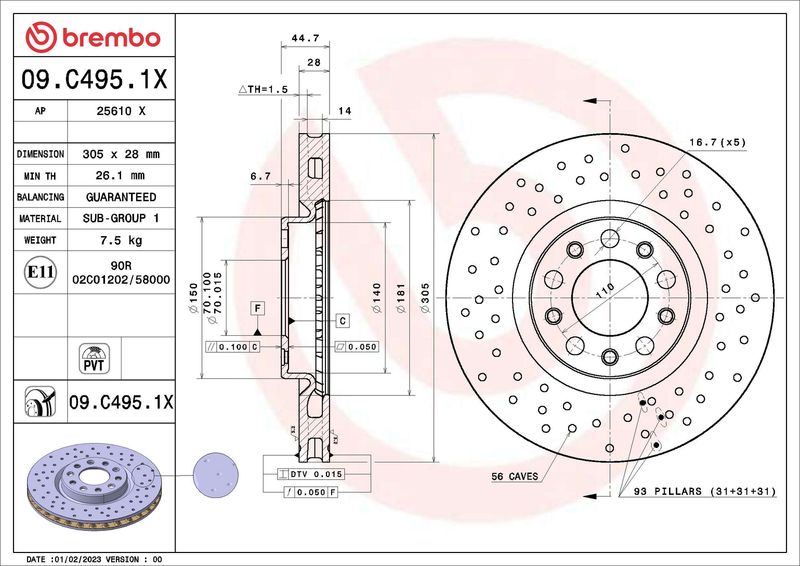 Tarcza hamulcowa BREMBO 09.C495.1X