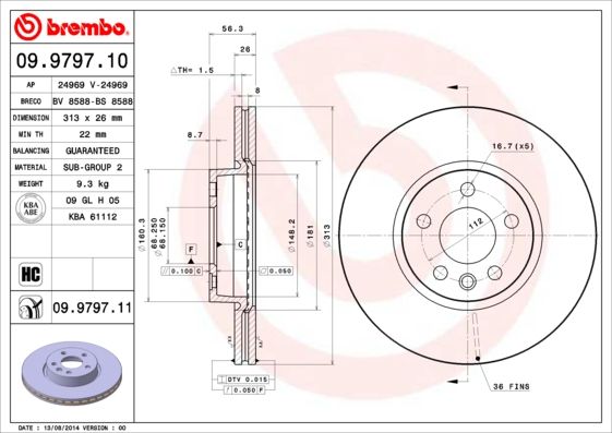 Tarcza hamulcowa BREMBO 09.9797.11