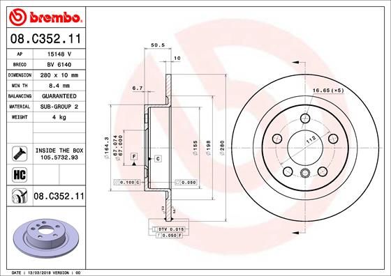 Tarcza hamulcowa BREMBO 08.C352.11