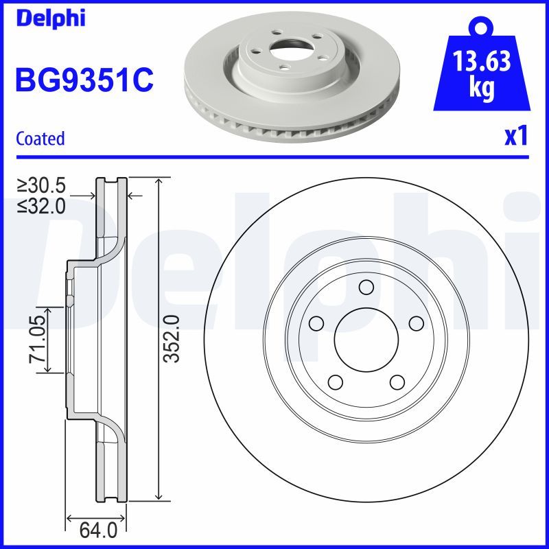 Tarcza hamulcowa DELPHI BG9351C