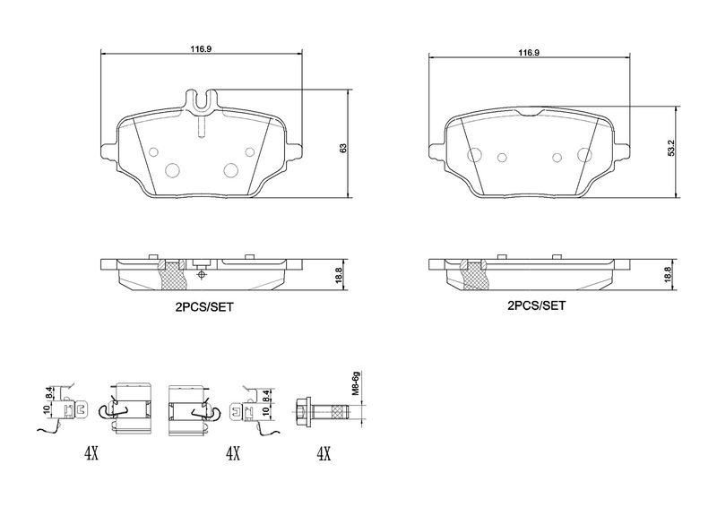 Zestaw klocków hamulcowych, hamulce tarczowe BREMBO P 50 162