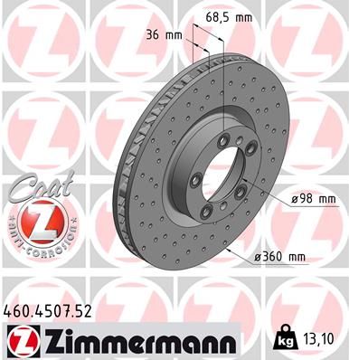 Tarcza hamulcowa ZIMMERMANN 460.4507.52