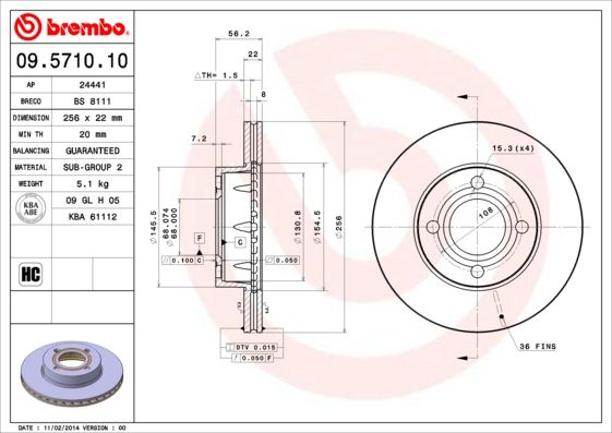 Tarcza hamulcowa BREMBO 09.5710.10