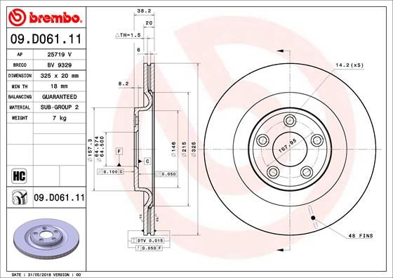 Tarcza hamulcowa BREMBO 09.D061.11