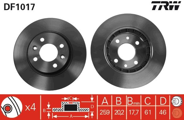 Tarcza hamulcowa TRW DF1017
