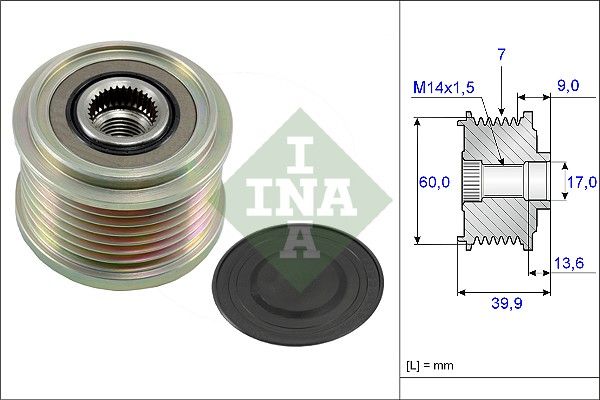 Alternator - sprzęgło jednokierunkowe INA 535021510