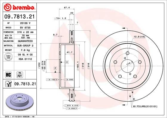 Tarcza hamulcowa BREMBO 09.7813.21