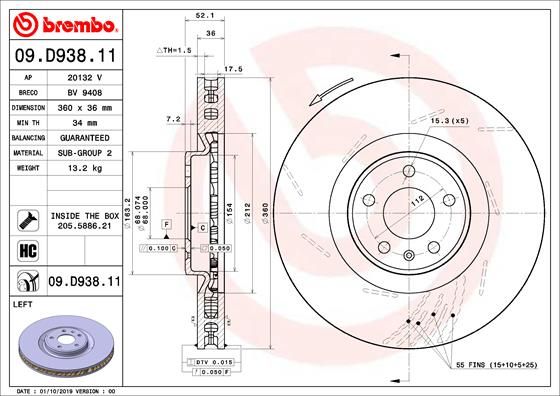 Tarcza hamulcowa BREMBO 09.D938.11