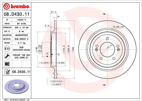 Tarcza hamulcowa BREMBO 08.D430.11