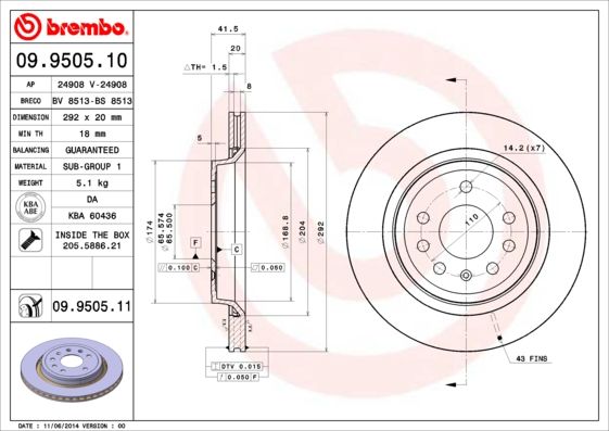 Tarcza hamulcowa BREMBO 09.9505.11