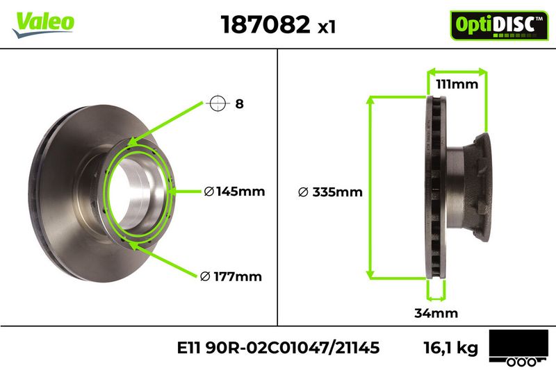 Tarcza hamulcowa VALEO 187082