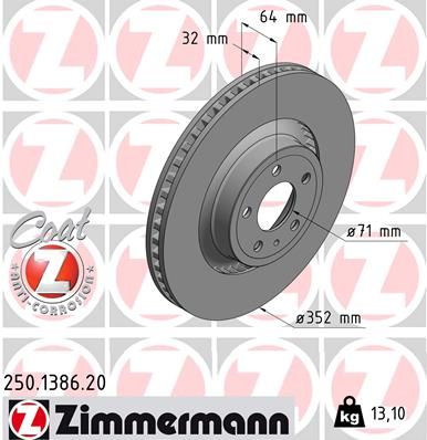 Tarcza hamulcowa ZIMMERMANN 250.1386.20