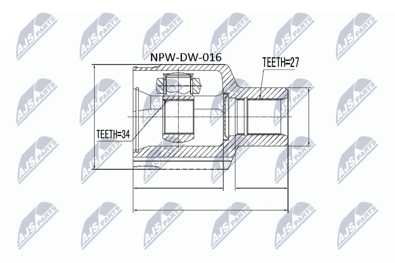 Zestaw przegubu, wał napędowy NTY NPW-DW-016