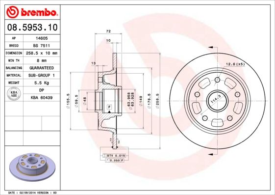 Tarcza hamulcowa BREMBO 08.5953.10