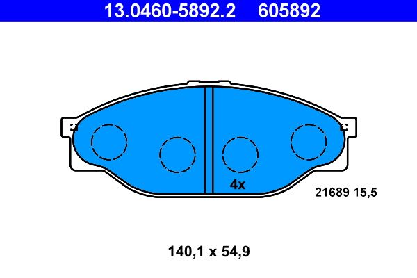 Zestaw klocków hamulcowych, hamulce tarczowe ATE 13.0460-5892.2
